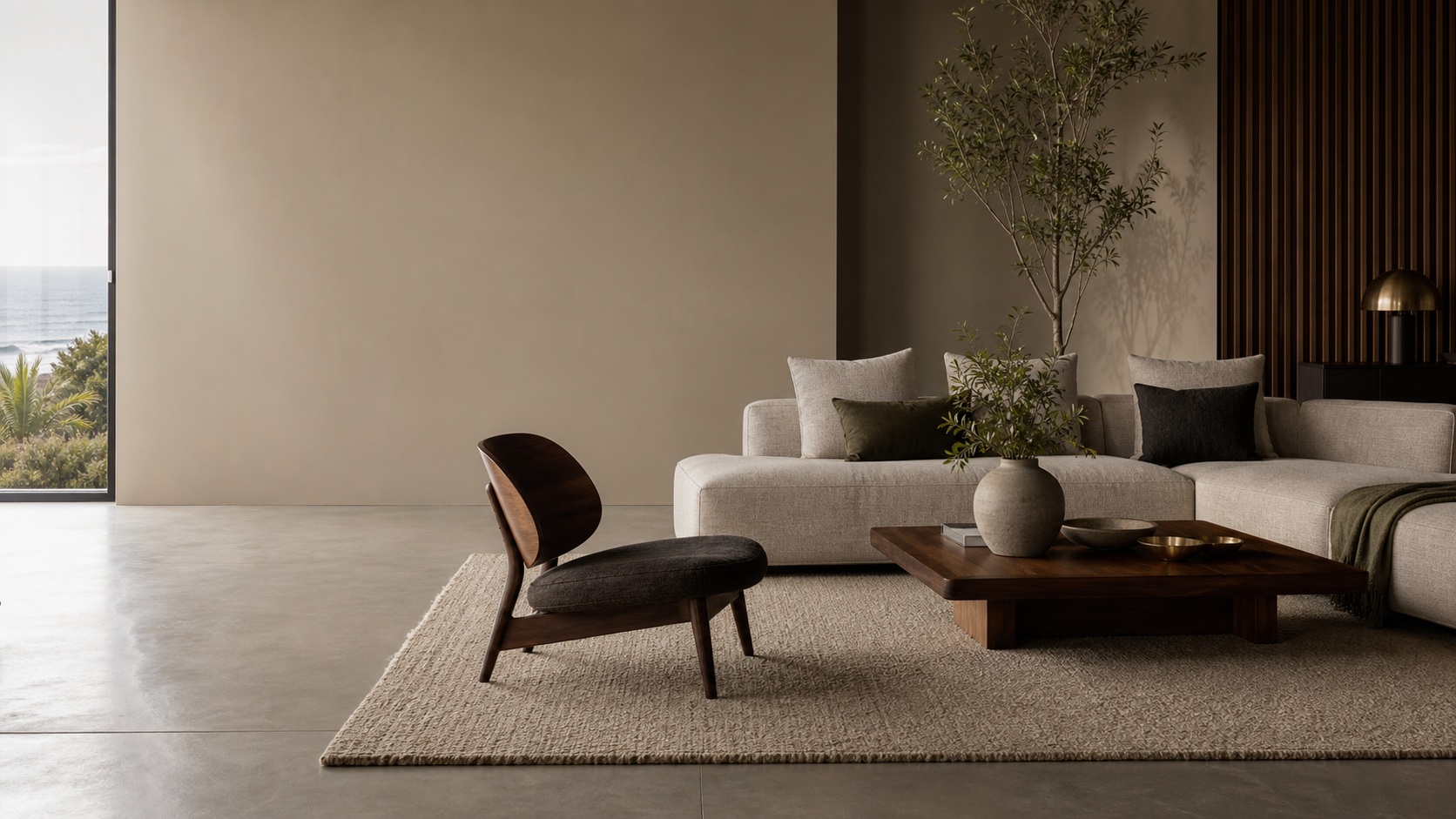 Kanso House living room with modular sofa and natural light